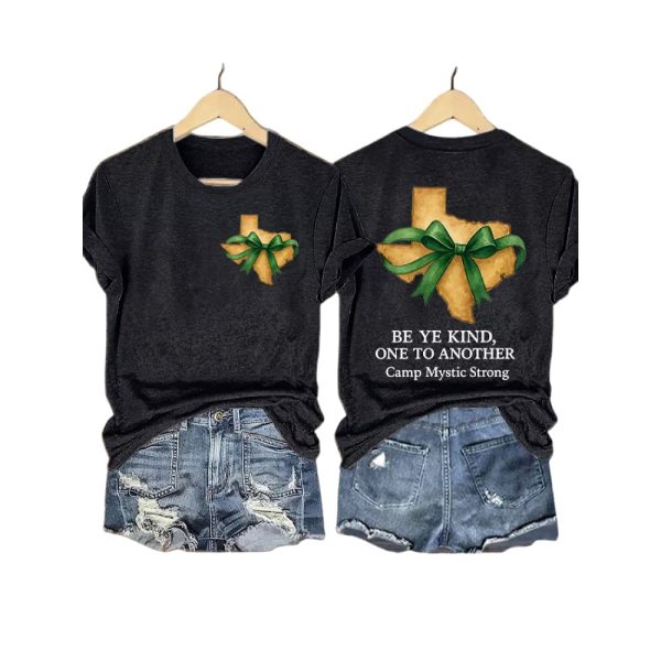 Texas Strong Green Bow Cross Be Ye Kind One to Another Camp Mystic Strong Shirt