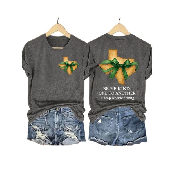 Texas Strong Green Bow Cross Be Ye Kind One to Another Camp Mystic Strong Shirt