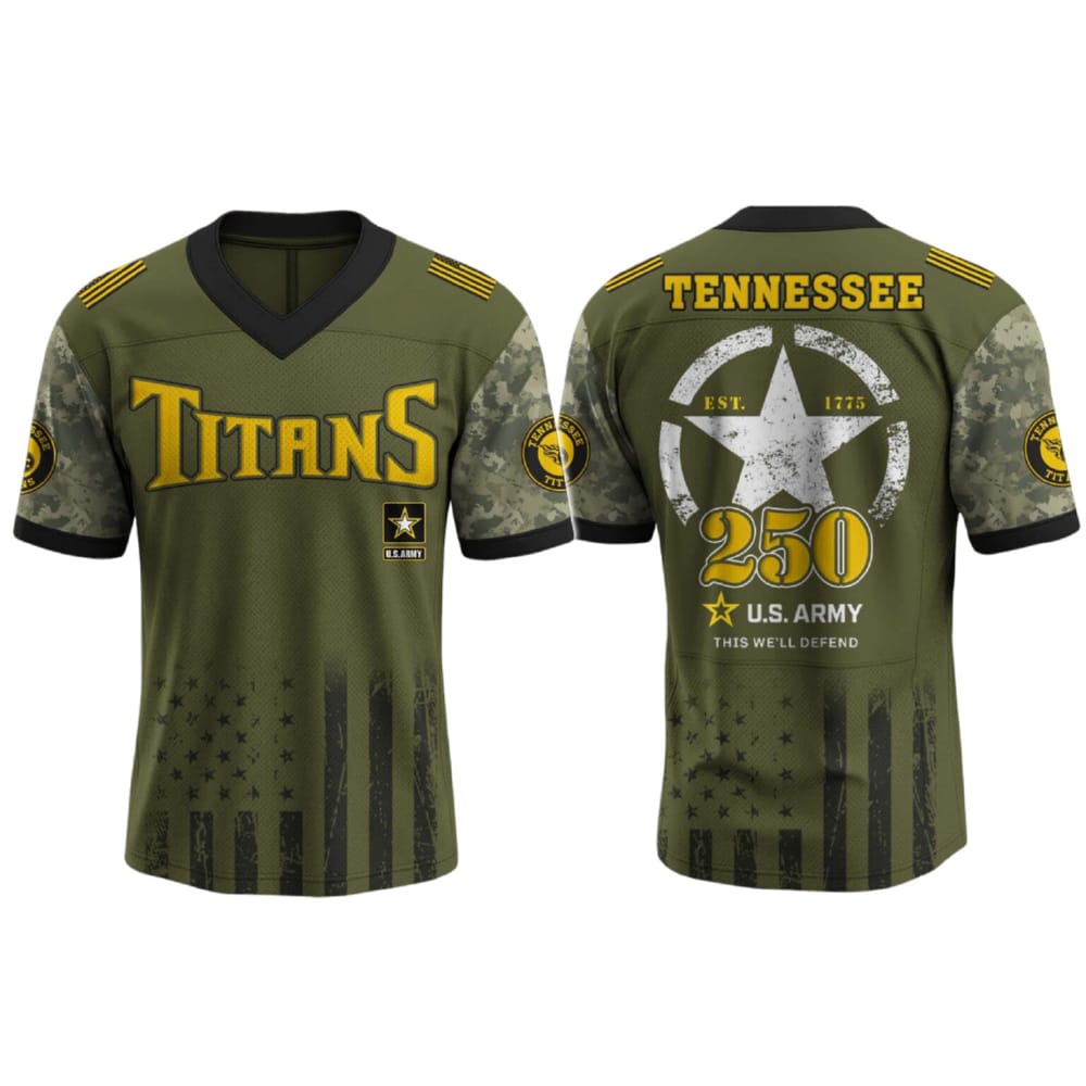Titans US ARMY 250th Birthday Celebration Football Jersey 2025 Titans US ARMY 250th Birthday Celebration Football Jersey 2025