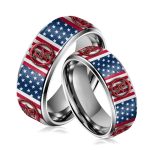 Toby Keith Red White And Blue Silver Tungsten Rings