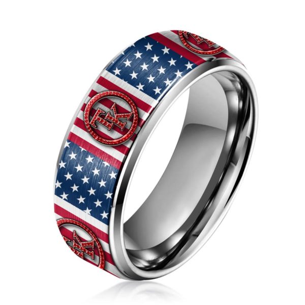 Toby Keith Red White And Blue Silver Tungsten Rings
