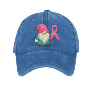 Breast Cancer Gnome Awareness Vintage Baseball Cap2