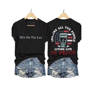 Hes On The List Imagine All The People Living Life in Peace Shirt