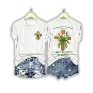 Texas Strong Green Bow Cross Be Ye Kind One to Another Ephesians 432 Camp Mystic Strong Shirt1