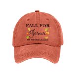 Unisex Fall For Jesus He Never Leaves Print Hat