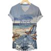 V-Neck Retro If There’s A Heaven For Me I’m Sure It Has A Beach Attached Print T-Shirt