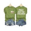 V-Neck Retro Texas Strong Pray For Texas Pray For The Children Print T-Shirt