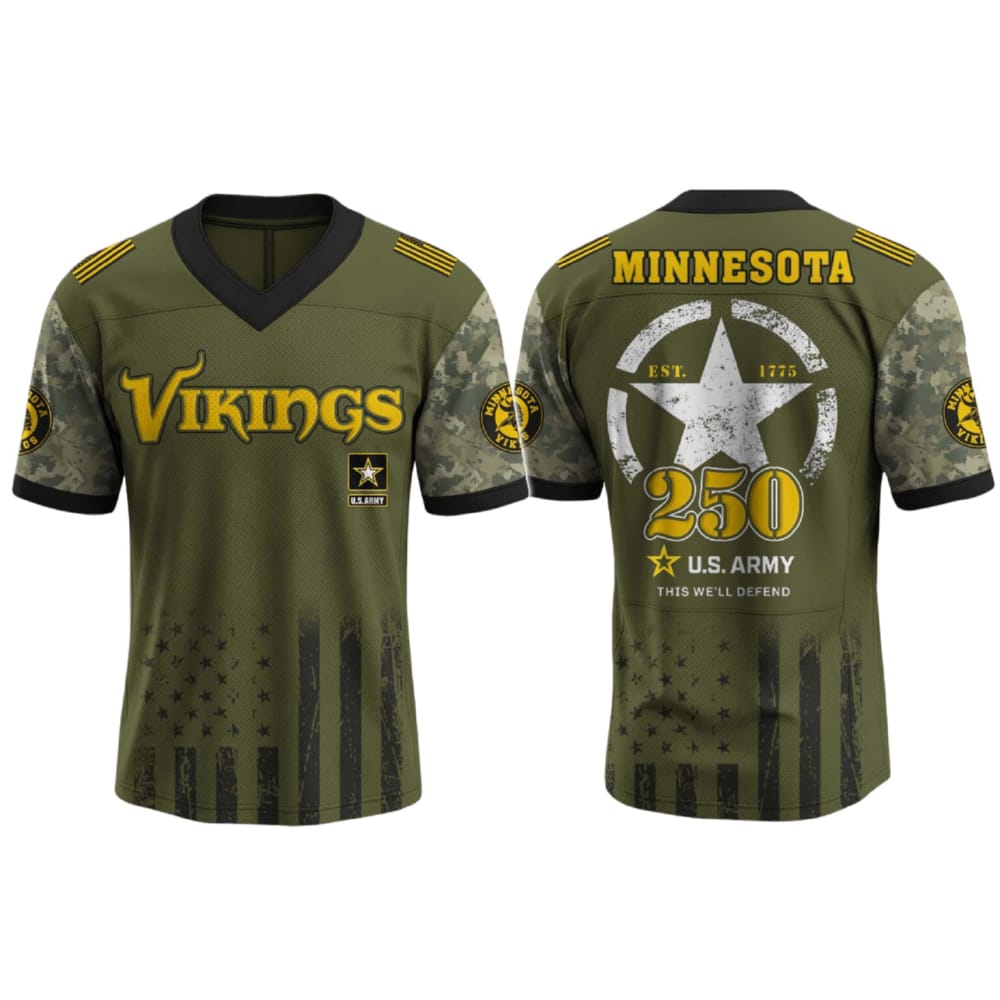 Vikings US ARMY 250th Birthday Celebration Football Jersey 2025 Vikings US ARMY 250th Birthday Celebration Football Jersey 2025