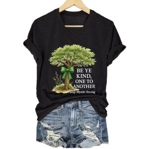 Retro Texas Strong Green Bow Cross Be Ye Kind One to Another Camp Mystic Strong Print T Shirt2