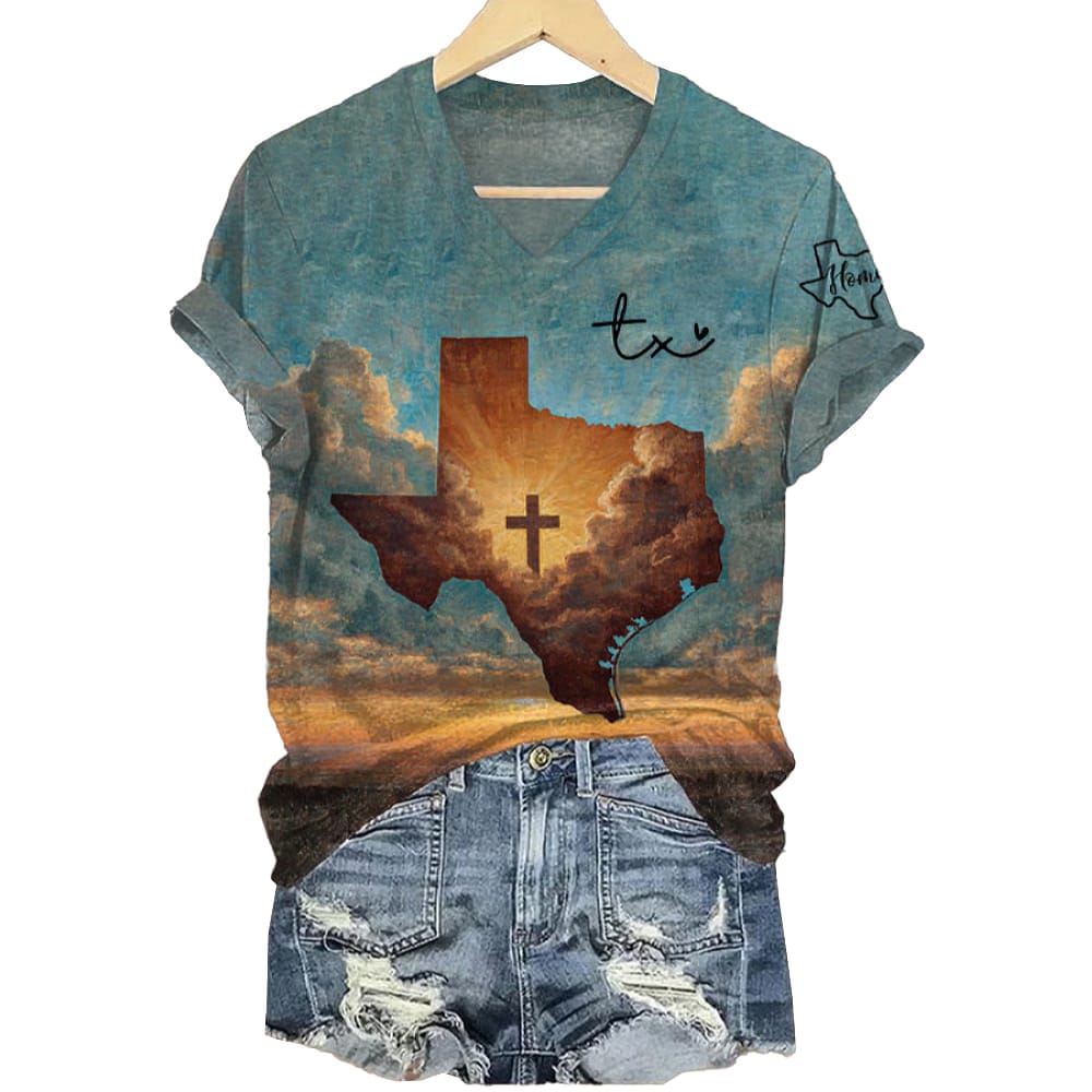 Womens God Bless Texas Print T Shirt Women's God Bless Texas Print T-Shirt