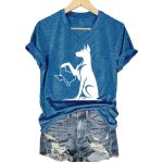 Women's Texas Animal Protection Print Casual V-Neck T-Shirt