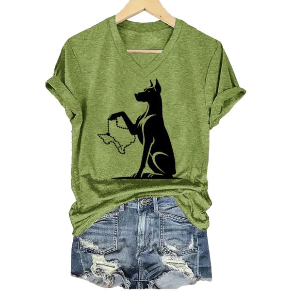 Women’s Texas Animal Protection Print Casual V-Neck T-Shirt