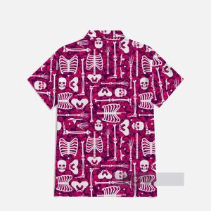 Pink Florals And Skulls Hawaiian Shirt1