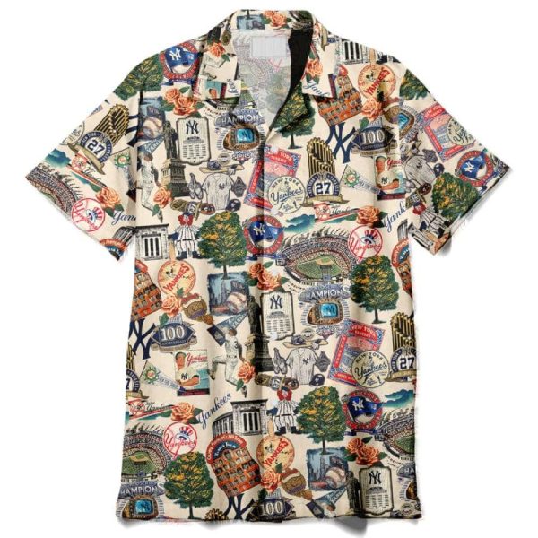 Yankees Swingin Bats and Tropical Stadium Dreams Hawaiian Shirt