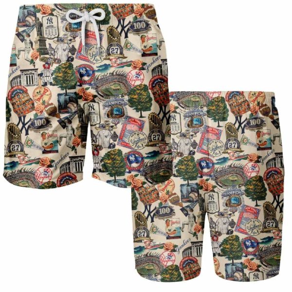 Yankees Swingin Bats and Tropical Stadium Dreams Hawaiian Shirt