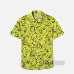 Yellow Green Hawaiian Hand-Painted Sharks Hawaiian Shirt
