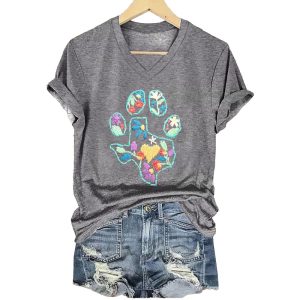 Womens Texas Strong Save The Animals Print V Neck T Shirt3