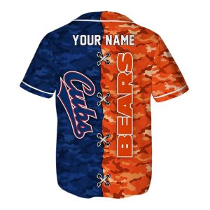 Cubs Bears Camo Customized Baseball Jersey2