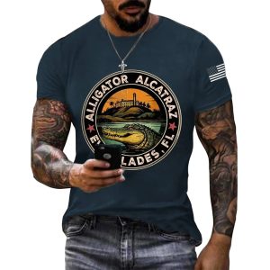 Retro Alligator Alcatraz Funny Florida Everglades Dark Humor Tee2