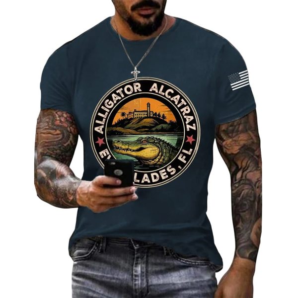 Retro Alligator Alcatraz Funny Florida Everglades Dark Humor Tee