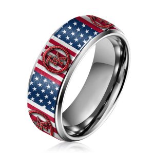Toby Keith Red White And Blue Silver Tungsten Rings1
