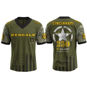 Bengals US ARMY 250th Birthday Celebration Football Jersey 2025