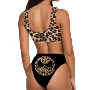 Jack Skellington Faces Animal Print Ladys Bikini1