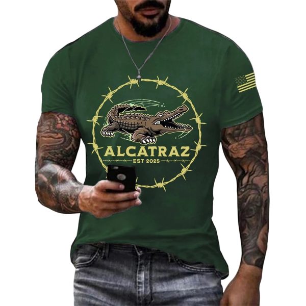 Men’s Alligator Alcatraz Funny Florida Everglades Dark Humor Tee
