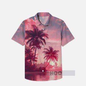 Summer Holiday Pink And Purple Beach Sunset Hawaiian Shirt