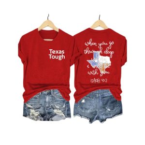 Retro Texas Tough When You Go Through Deep Waters I Will Be With You Isaiah 43 2 Print T Shirt2