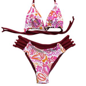 Boho Beach Seashells Halter Bikini Set