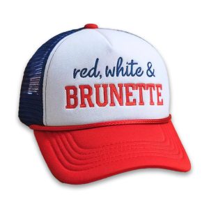 Red White And Brunette Embroidery Hat