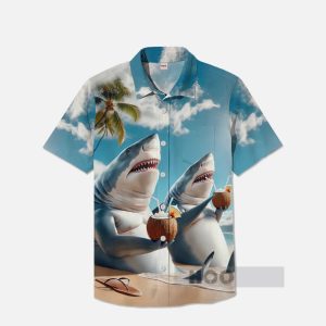 Funny Hawaiian Animals Shark Sunbathing Hawaiian Shirt