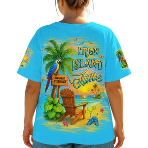 Parrot Im On Island Time Over Print Shirt2