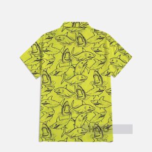 Yellow Green Hawaiian Hand Painted Sharks Hawaiian Shirt1