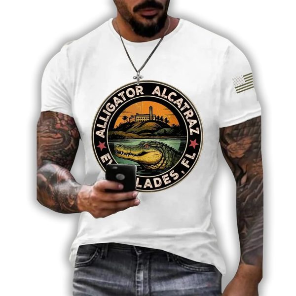 Retro Alligator Alcatraz Funny Florida Everglades Dark Humor Tee