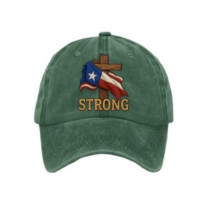 Retro Texas Strong Faith Cross Print Baseball Cap3