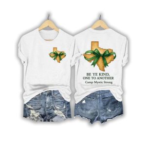 Texas Strong Green Bow Cross Be Ye Kind One to Another Camp Mystic Strong Shirt1