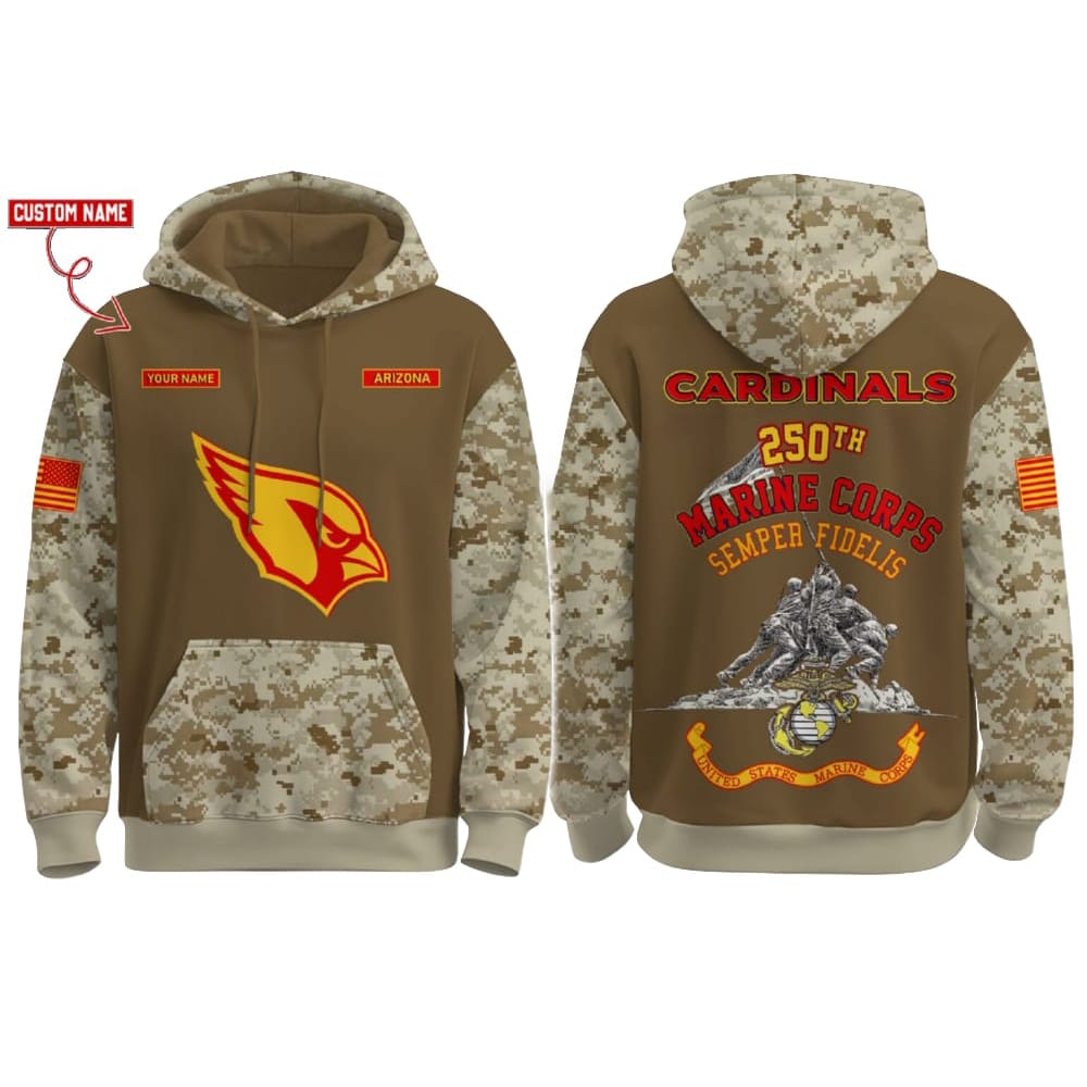 2025 Cardinals US Marine Corps 250th Year Anniversary Hoodie 2025 Cardinals US Marine Corps 250th Year Anniversary Hoodie