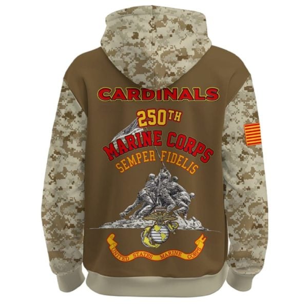 2025 Cardinals US Marine Corps 250th Year Anniversary Hoodie