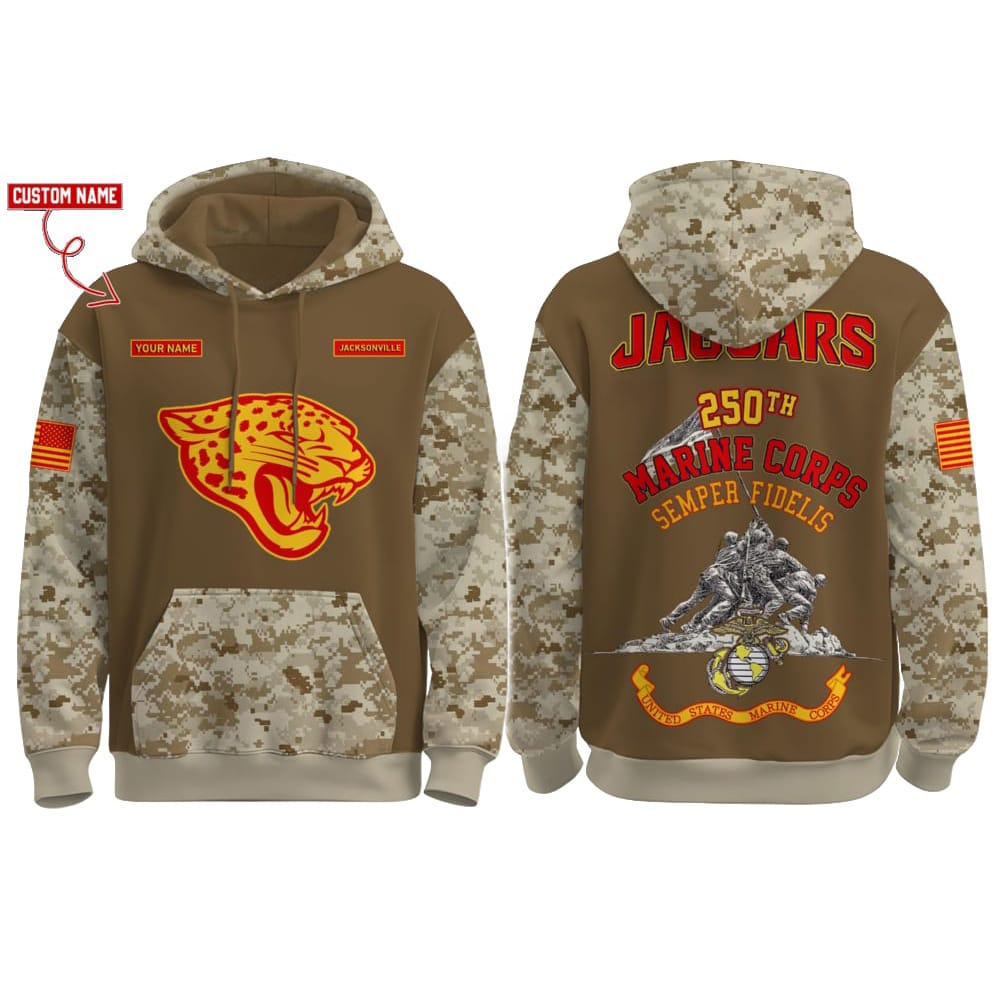 2025 Jaguars US Marine Corps 250th Year Anniversary Hoodie 2025 Jaguars US Marine Corps 250th Year Anniversary Hoodie