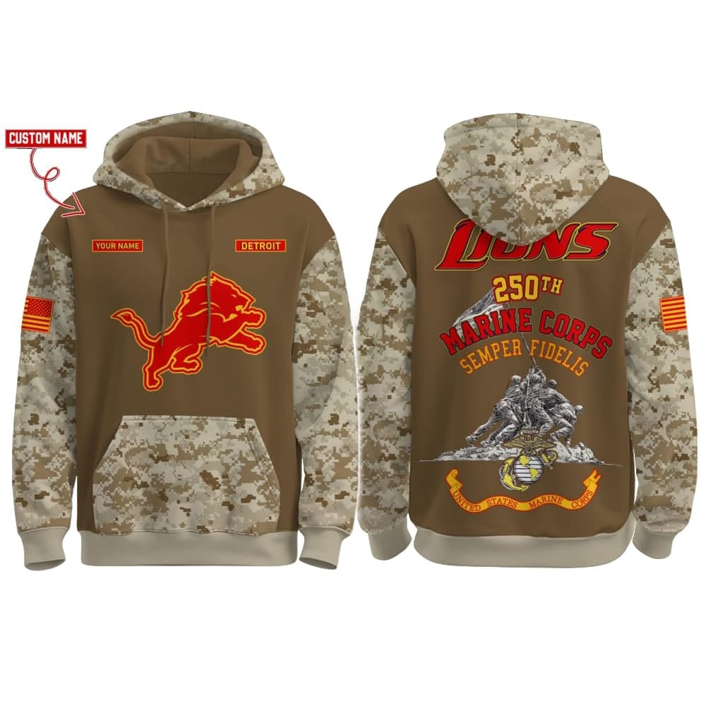 2025 Lions US Marine Corps 250th Year Anniversary Hoodie 2025 Lions US Marine Corps 250th Year Anniversary Hoodie