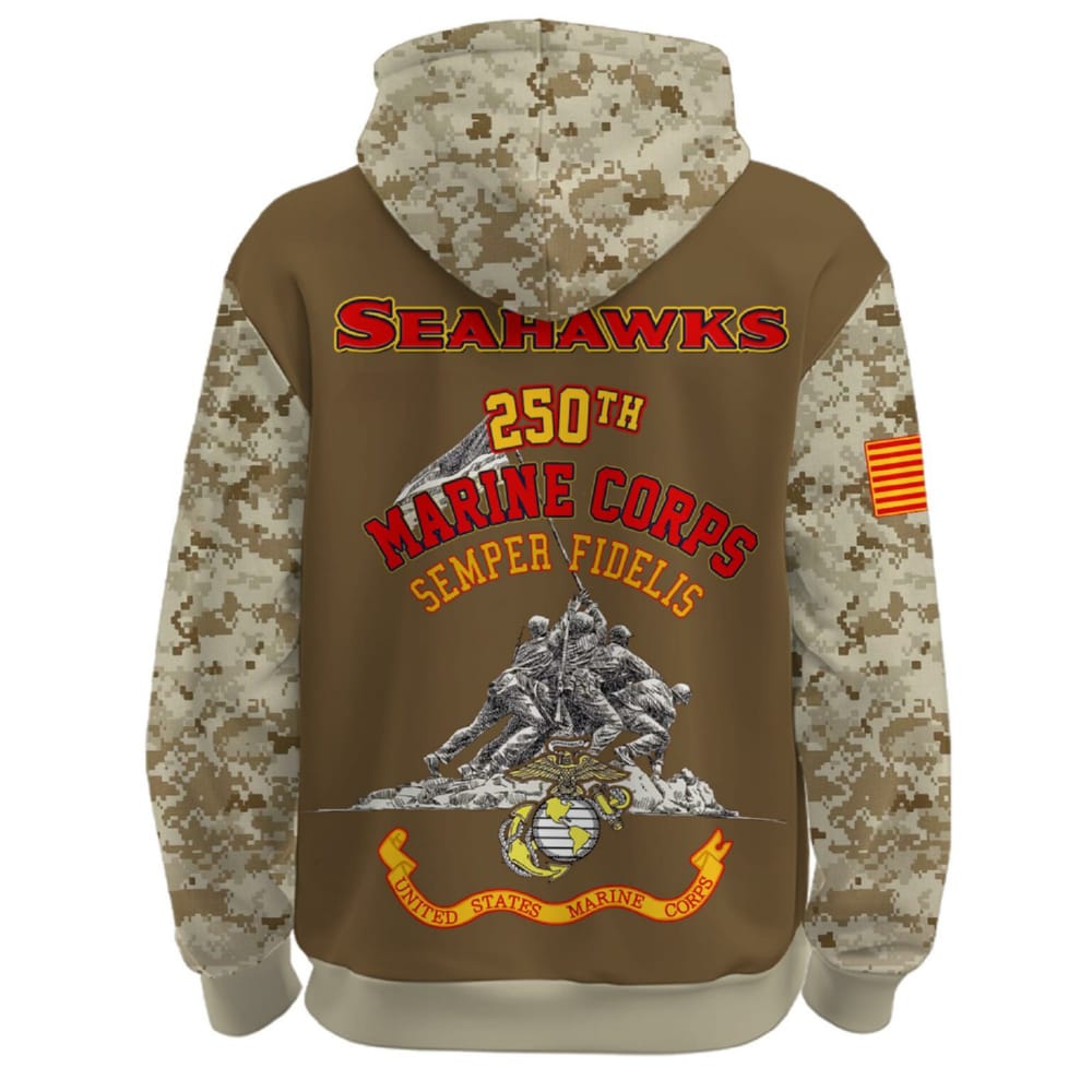 2025 Seahawks US Marine Corps 250th Year Anniversary Hoodie 2025 Seahawks US Marine Corps 250th Year Anniversary Hoodie