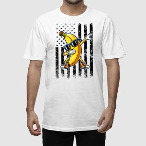 Dabbing Banana Retro American Flag Shirt 2