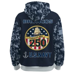 Broncos US Navy 250th Birthday Celebration Hoodie 20252
