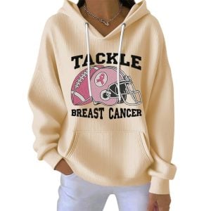 Tackle Breast Cancer Pink Football Casual Hoodie2