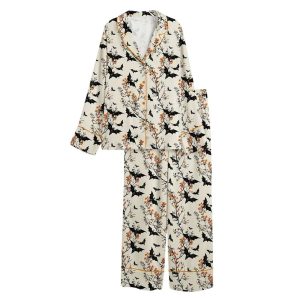 Bat Spooky Halloween Satin Pajama Set1