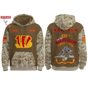 2025 Bengals US Marine Corps 250th Year Anniversary Hoodie