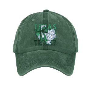 Retro Texas Strong Green Bow Print Baseball Cap