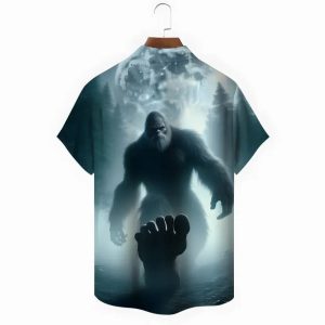 Jungle Bigfoot Giant Foot Print Mens Pocket Short Sleeve Shirts1